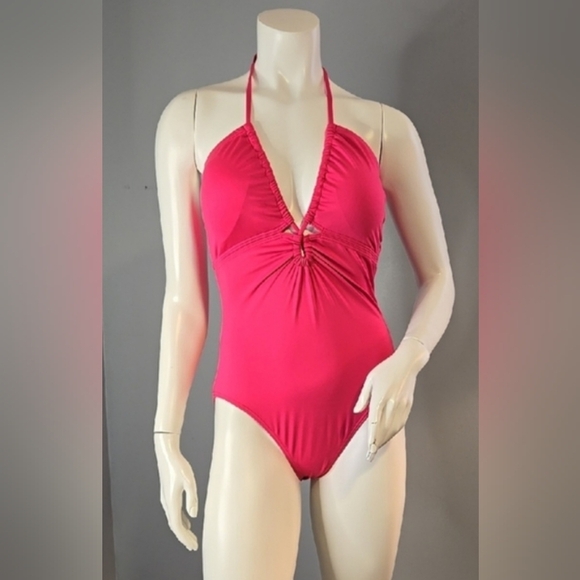 Michael Kors Pink Halter Top Removeable Pads Swimsuit Size 8 - Picture 1 of 7